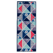 Patchwork-Muster mit Polka-Dot für ein nautisches Geschenktüte Für Weinflaschen (Vorderseite)