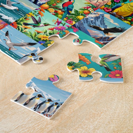 Patchwork-Muster mit Vögeln Puzzle (Seite)