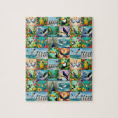 Patchwork-Muster mit Vögeln Puzzle (Vertikal)