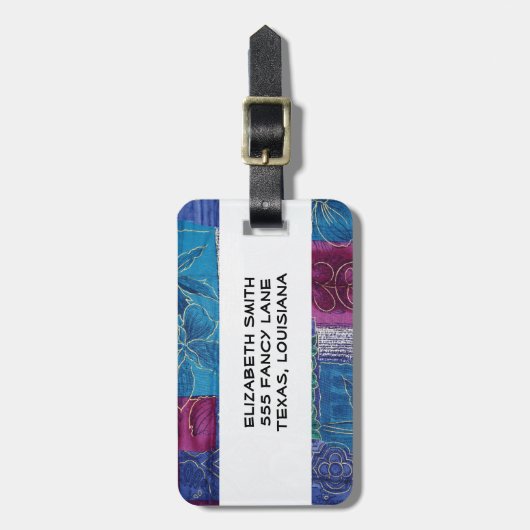 Patchwork-Muster, Patchwork-Hintergrund, Blau Gepäckanhänger (Vorderseite vertikal)