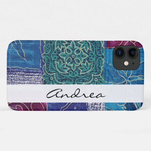 Patchwork-Muster, Patchwork-Hintergrund, Ihr Name Case-Mate iPhone Hülle (Rückseite (Horizontal))