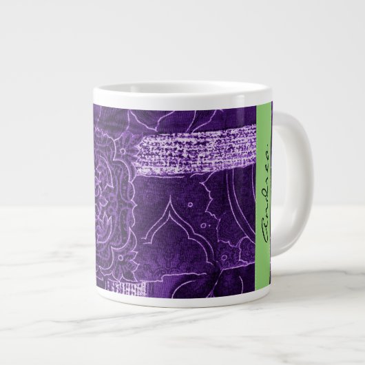 Patchwork-Muster, Patchwork-Hintergrund, Ihr Name Jumbo-Tasse (Vorderseite Rechts)