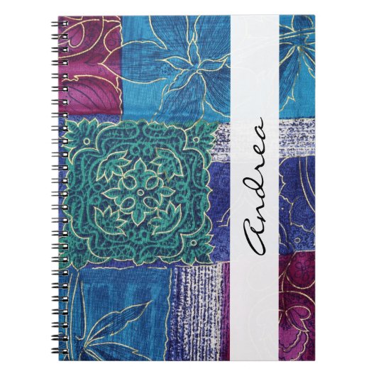 Patchwork-Muster, Patchwork-Hintergrund, Ihr Name Notizblock (Vorderseite)