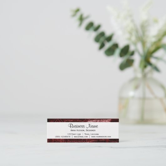 Patchwork-Muster, Patchwork-Hintergrund, Rot Mini Visitenkarte (Stehend Vorderseite)