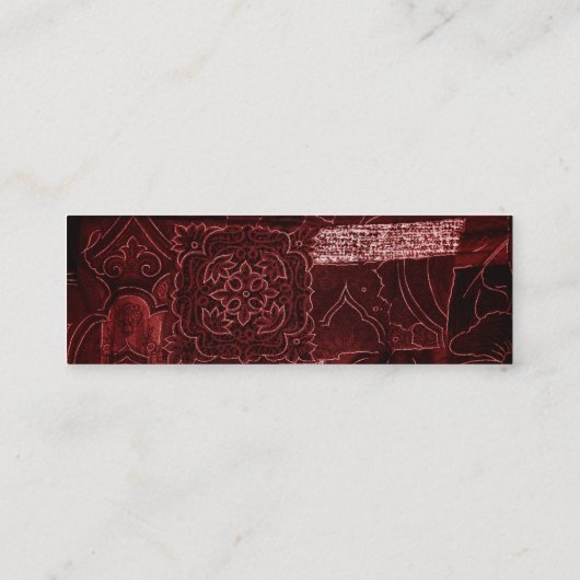 Patchwork-Muster, Patchwork-Hintergrund, Rot Mini Visitenkarte (Rückseite)