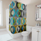 Patchwork-Muster, raue Leinwand-Imitation. Duschvorhang (Beispiel)