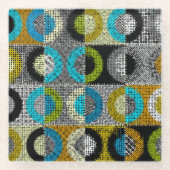 Patchwork-Muster, raue Leinwand-Imitation. Glasuntersetzer (Vorderseite)