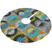 Patchwork-Muster, raue Leinwand-Imitation. Polyester Weihnachtsbaumdecke (Schrägansicht)