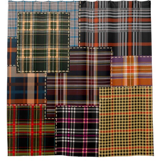 Patchwork-Muster, Tartan-Design, Oberfläche  Duschvorhang (Vorderseite)