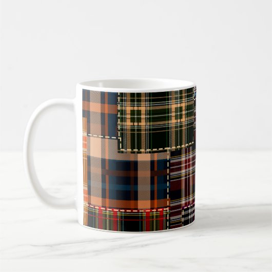 Patchwork-Muster, Tartan-Design, Oberfläche Kaffeetasse (Links)