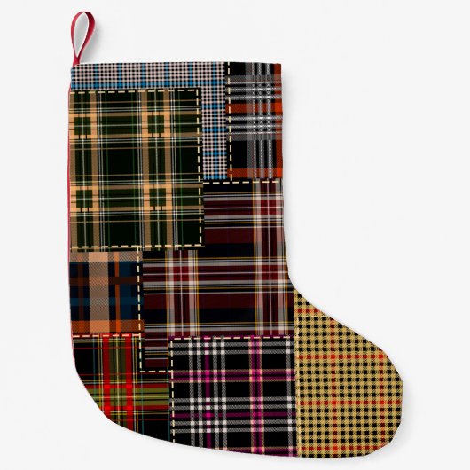 Patchwork-Muster, Tartan-Design, Oberfläche  Kleiner Weihnachtsstrumpf (Vorderseite)