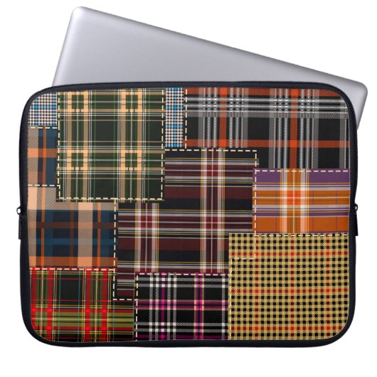 Patchwork-Muster, Tartan-Design, Oberfläche Laptopschutzhülle (Vorderseite)