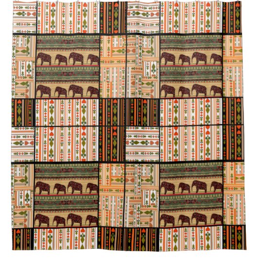 Patchwork nahtlos afrikanischer Muster Duschvorhang (Vorderseite)
