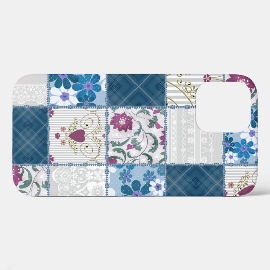 Patchwork nahtlos blumengeschmückter Rahmen Case-Mate iPhone Hülle (Rückseite (Horizontal))