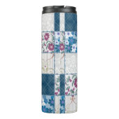 Patchwork nahtlos blumengeschmückter Rahmen Thermosbecher (Rückseite)
