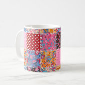 Patchwork nahtlos, niedliches Stoffmuster. Kaffeetasse (Vorderseite Links)
