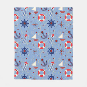 Patchwork-Nautik Fleecedecke