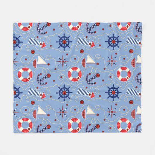 Patchwork-Nautik Fleecedecke (Vorderseite (Horizontal))