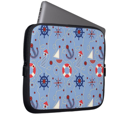 Patchwork-Nautik Laptopschutzhülle (Vorne Rechts)