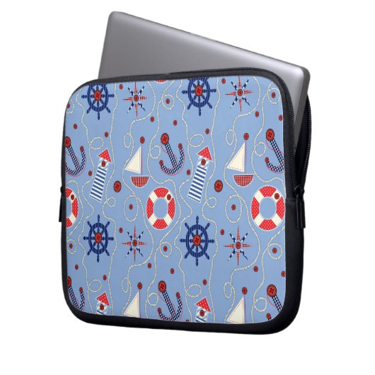 Patchwork-Nautik Laptopschutzhülle (Vorderseite Links)