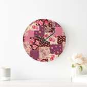 Patchwork Niedlich Nahtloses Muster Große Wanduhr (Zuhause)