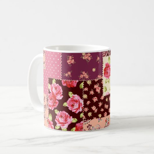 Patchwork Niedlich Nahtloses Muster Kaffeetasse (Vorderseite Links)