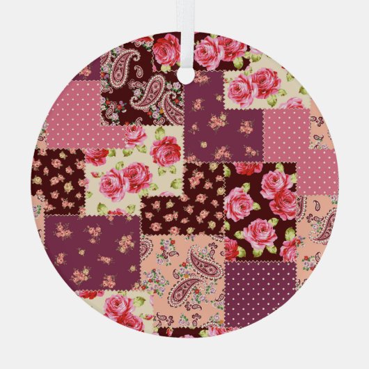 Patchwork Niedlich Nahtloses Muster Ornament Aus Glas (Rückseite)