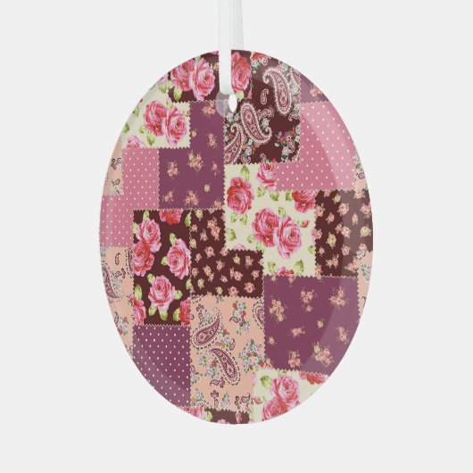 Patchwork Niedlich Nahtloses Muster Ornament Aus Glas (Vorderseite links)