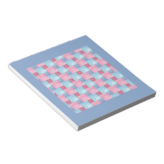 Patchwork Notepad oder Jotter, Pinks, Blues Notizblock (angewinkelt)