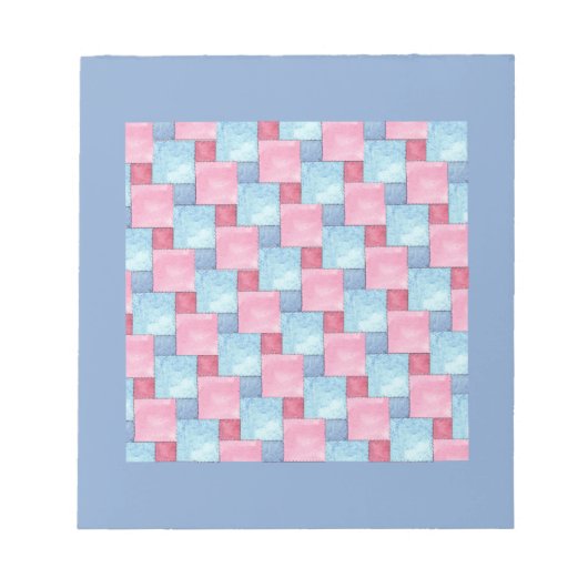 Patchwork Notepad oder Jotter, Pinks, Blues Notizblock (Vorderseite)