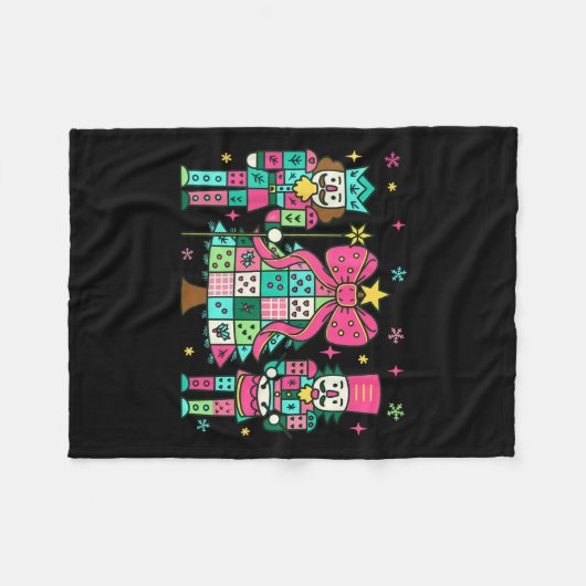 Patchwork Nutcracker Weihnachtsbaum Nk Nutcracker Fleecedecke (Vorderseite (Horizontal))
