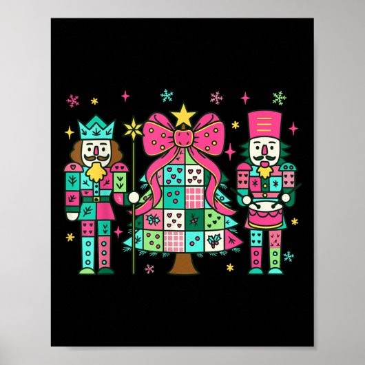 Patchwork Nutcracker Weihnachtsbaum Nk Nutcracker Poster (Vorne)