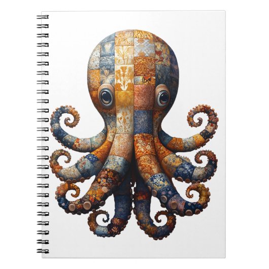 Patchwork Octopus-Notebook Notizblock (Vorderseite)