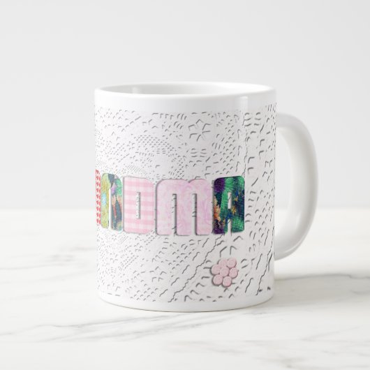 Patchwork "Oma" an der Spitze Jumbo-Tasse (Vorderseite Rechts)