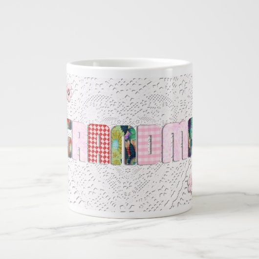 Patchwork "Oma" an der Spitze Jumbo-Tasse (Vorderseite)