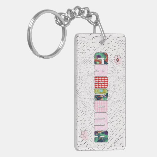 Patchwork "Oma" an der Spitze Schlüsselanhänger (Vorderseite links)