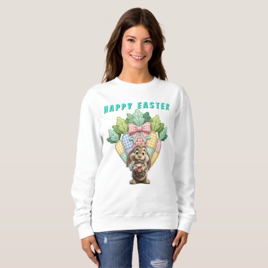 Patchwork-Osterkarotten Sweatshirt (Vorne ganz)