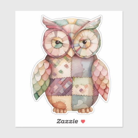 Patchwork Owl Bird Sticker (Blatt)