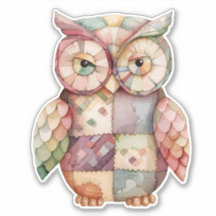 Patchwork Owl Bird Sticker