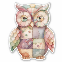 Patchwork Owl Bird Sticker