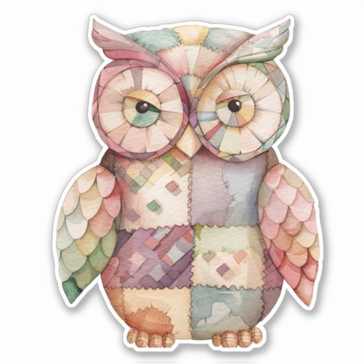 Patchwork Owl Bird Sticker (Vorderseite)