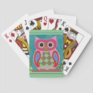 Patchwork Owl Folk Art Spielkarten