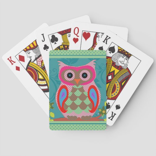 Patchwork Owl Folk Art Spielkarten (Rückseite)