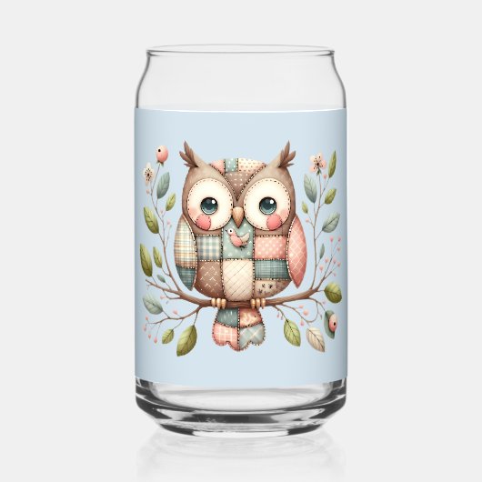 Patchwork Owl in Whimsical Woodland Dosenglas (Vorderseite)