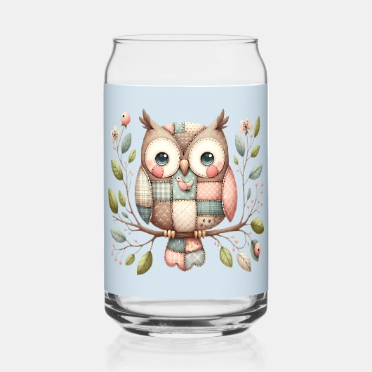 Patchwork Owl in Whimsical Woodland Dosenglas (Rückseite)