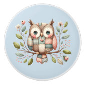 Patchwork Owl in Whimsical Woodland Keramikknauf (Vorderseite)