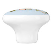 Patchwork Owl in Whimsical Woodland Keramikknauf (Seitenansicht)