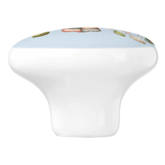 Patchwork Owl in Whimsical Woodland Keramikknauf (Seitenansicht)