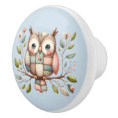 Patchwork Owl in Whimsical Woodland Keramikknauf (Rechts)