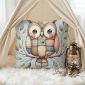 Patchwork Owl in Whimsical Woodland Kissen